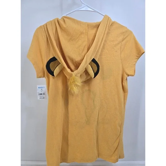 Disney Lion King Kids Hooded T-Shirt Simba Graphic Tee M 7-9 NWT Yellow - Picture 2 of 5